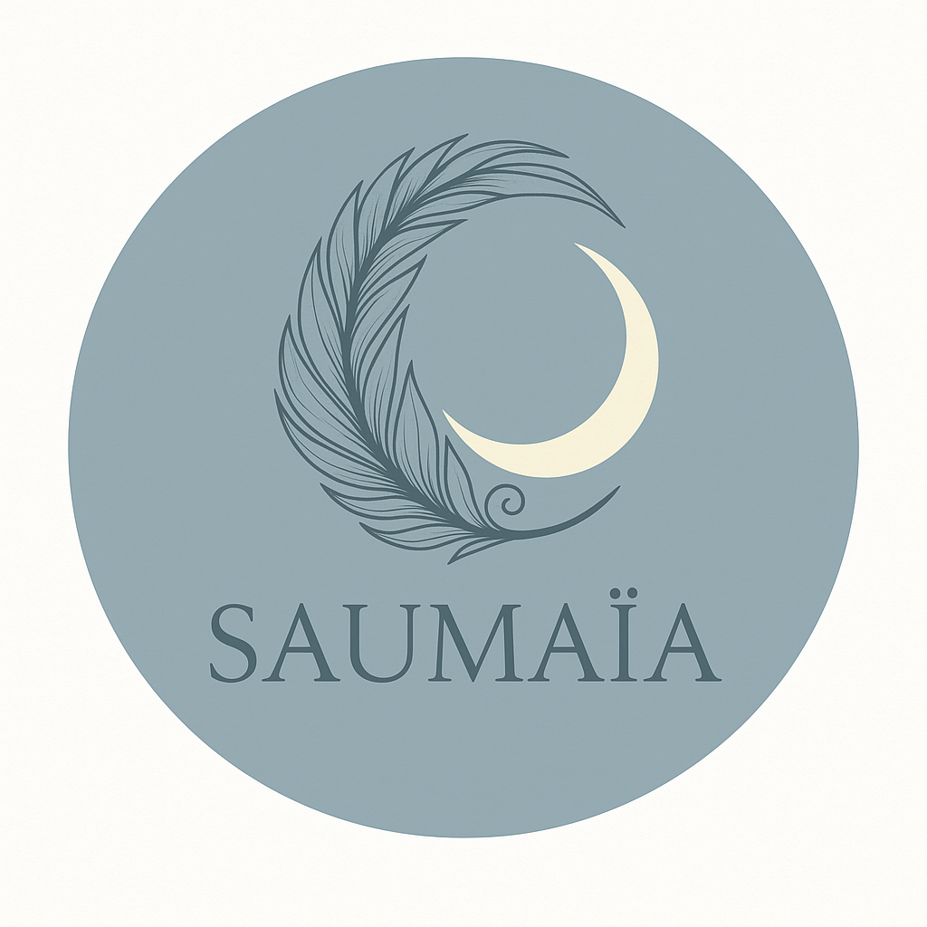 Logo Saumaïa (plume et lune)